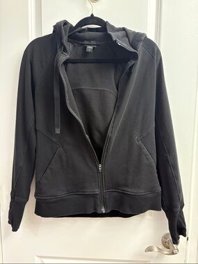 Athleta Black Hooded Zip-Up Sweatshirt